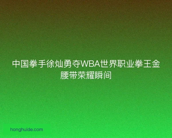 中国拳手徐灿勇夺WBA世界职业拳王金腰带荣耀瞬间